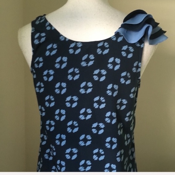 Anthropologie Odille blue ruffle shoulder tunic dress - Picture 5 of 8